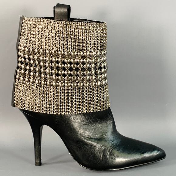 SCHUTZ Size 7 Black Studded Pull On Stiletto Booties - Picture 2 of 8